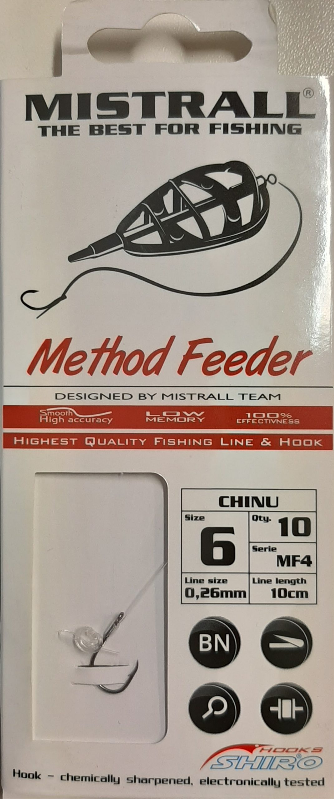 Kabliukai su pavadėliais Method Feeder CHINU su gumyte