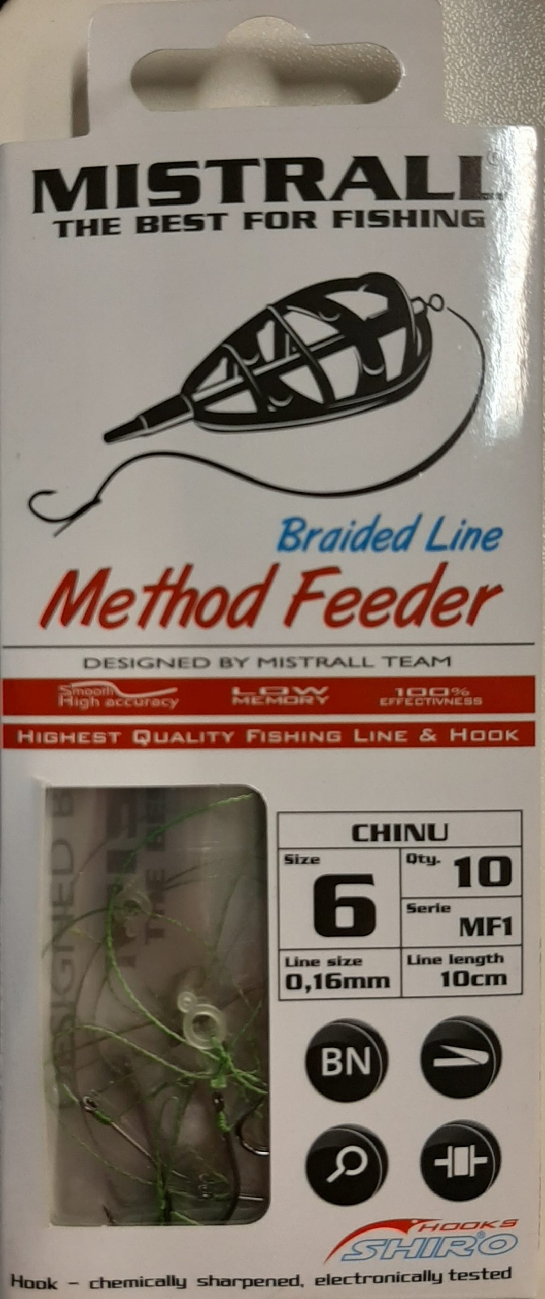 Kabliukai su pavadėliais Method Feeder CHINU su gumyte (Pintas valas)