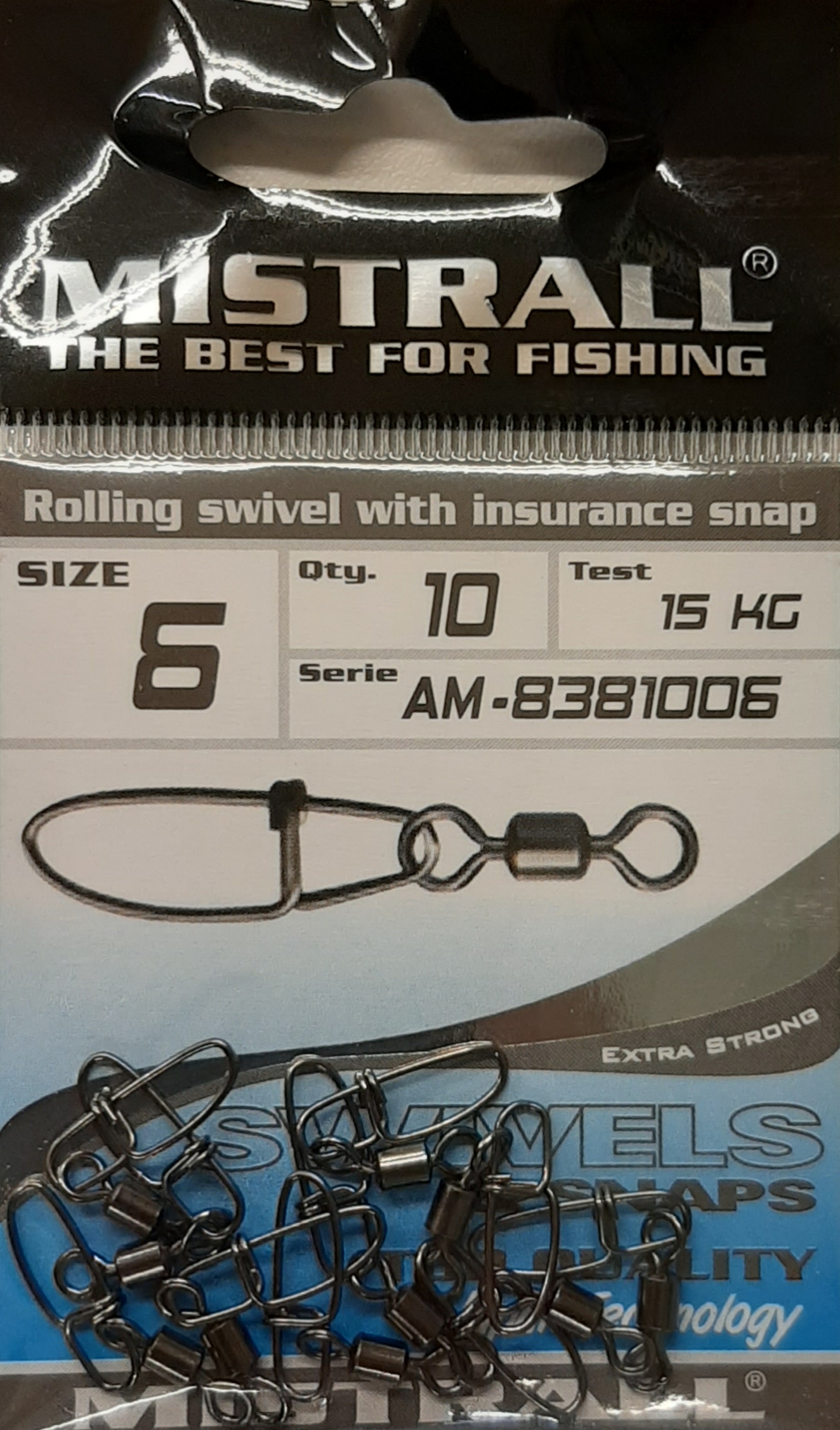 Suktukai su karabinu Mistrall Rolling Swivel With Insurance Snap