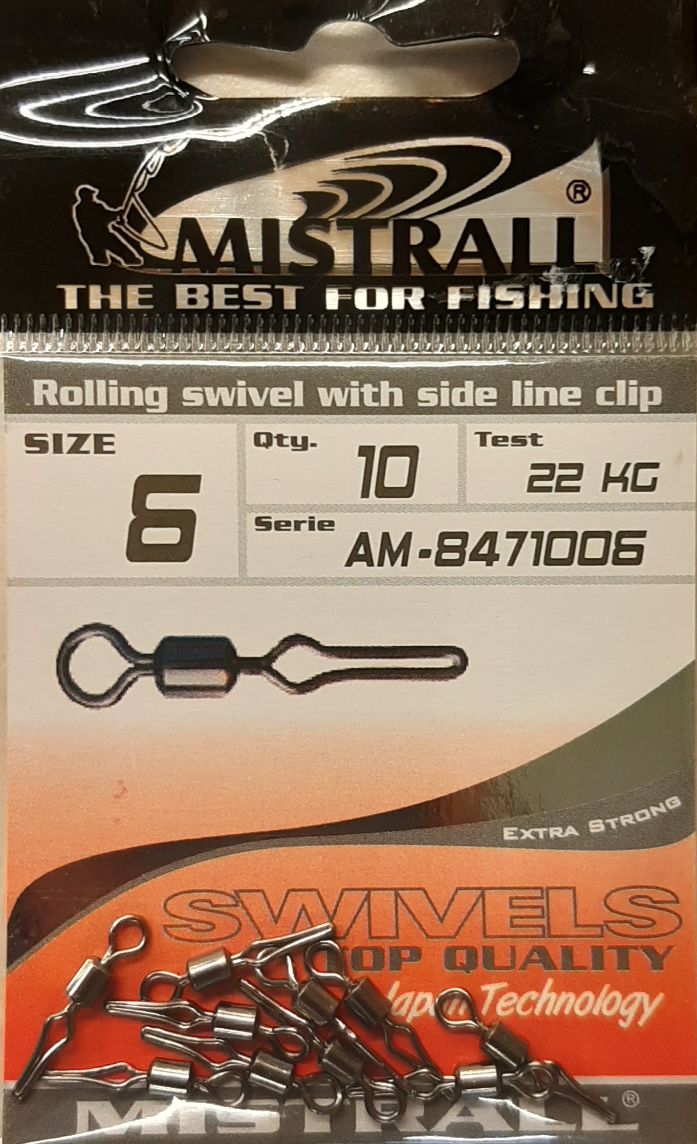 Suktukai su karabinu Mistrall Rolling Swivel With Side Line Clip